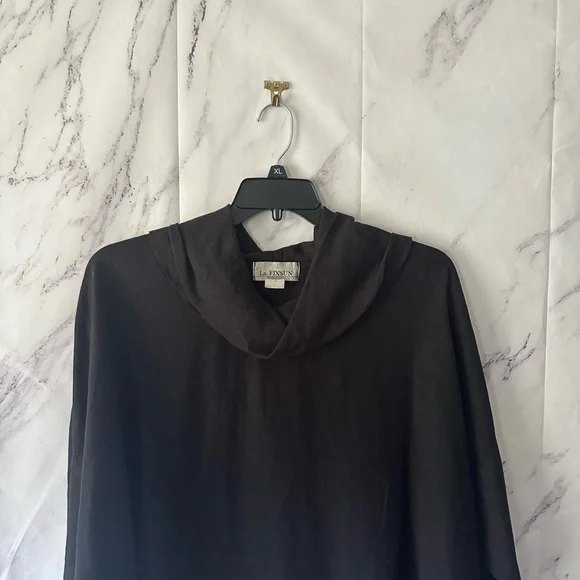 VTG 90s LA FIXSUN LINEN TUNIC LAGENLOOK TOP BLACK WOMENS XL MADE IN USA - Picture 7 of 9